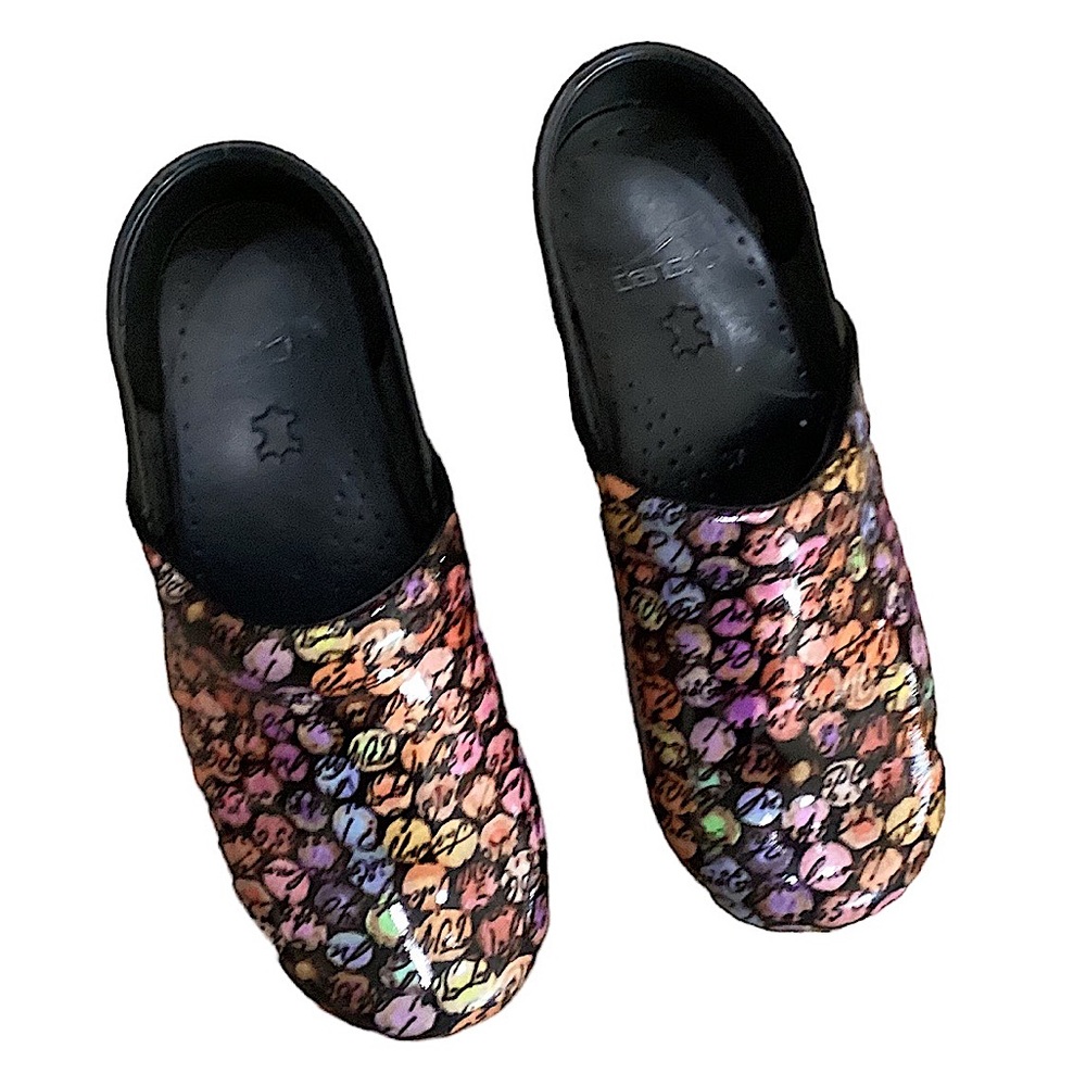 Dansko Viola Dot Cursive Multicolored Clogs 37-7 - image 3